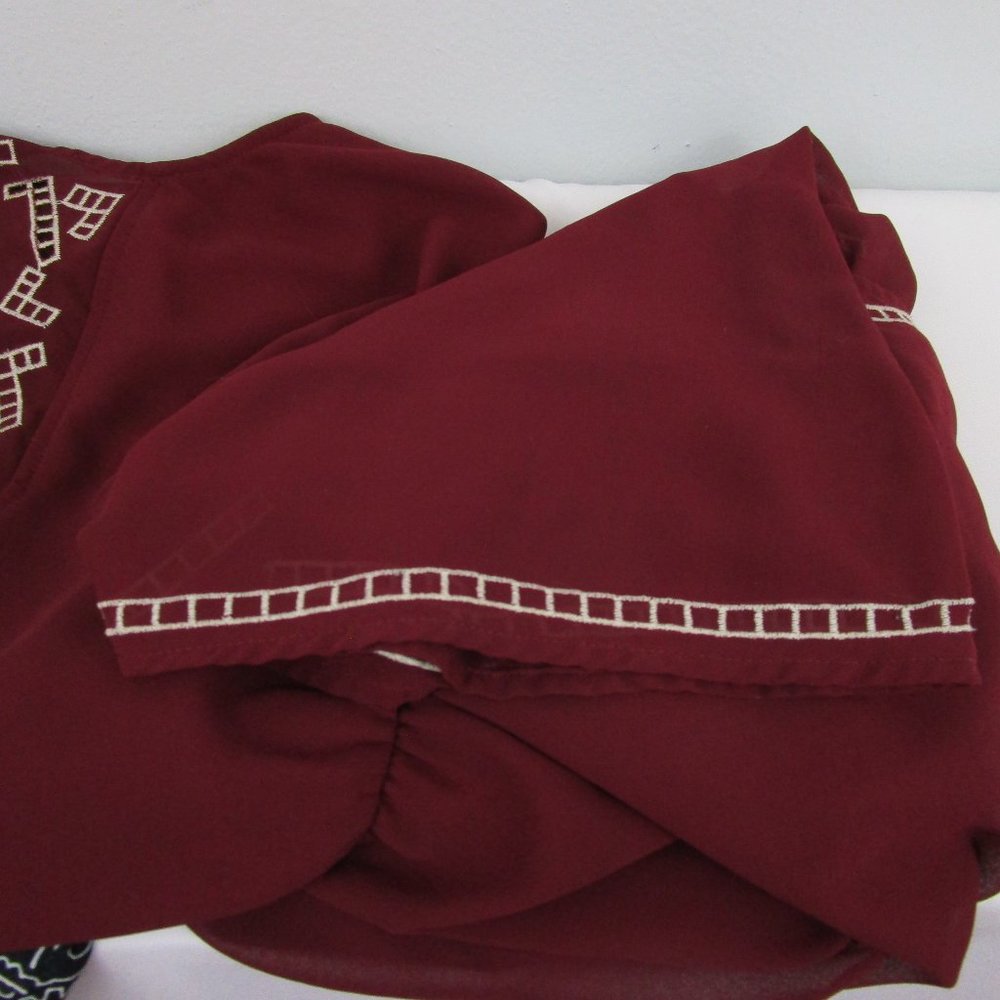 Papaya Sleeveless Maroon Embroidered Summer Dress - Picture 10 of 12